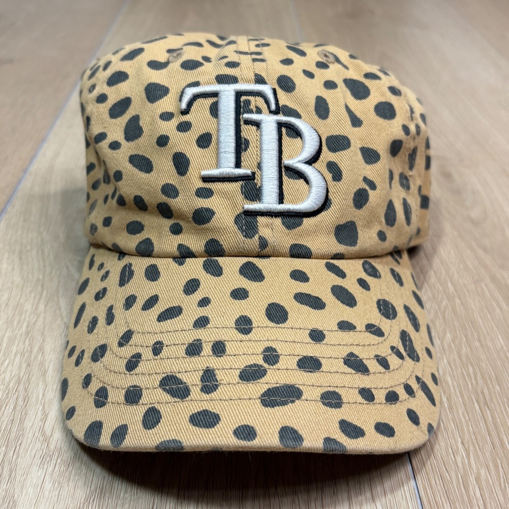 47 Brand Tampa Bay Rays Women's Cheetah Print Adjustable Baseball Hat Tan Black